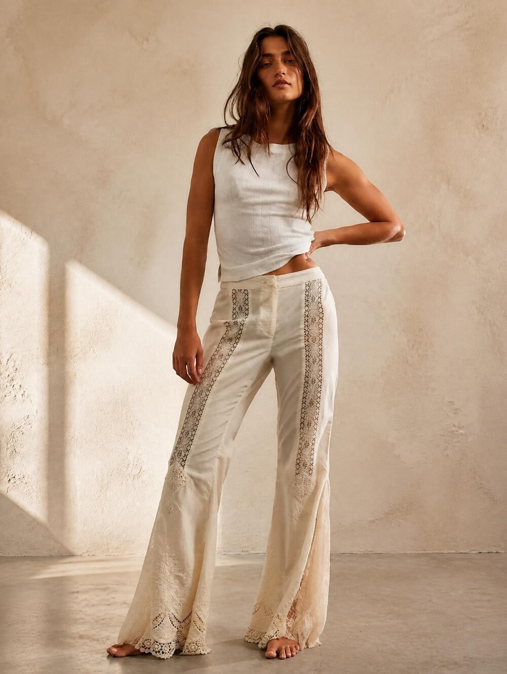 Free People Aliyah Lace Flare Pants 12 Top Rated Crochet Boho Festival NWT